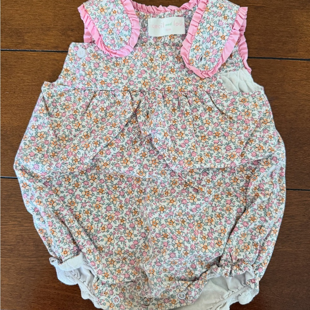 Floral Baby Romper with Pink Accents